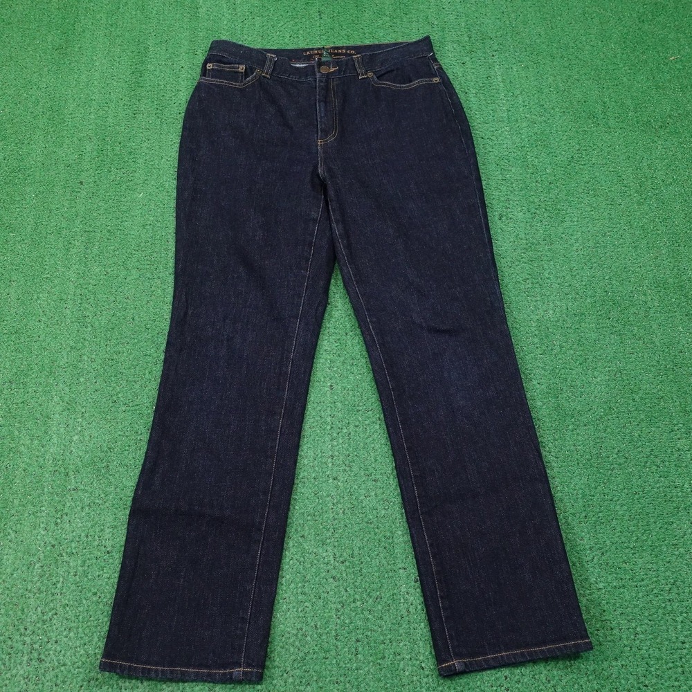 Lauren Jeans‎ Co. Jeans Womens 6 Blue Dark Wash Straight Stretch Denim 30x28